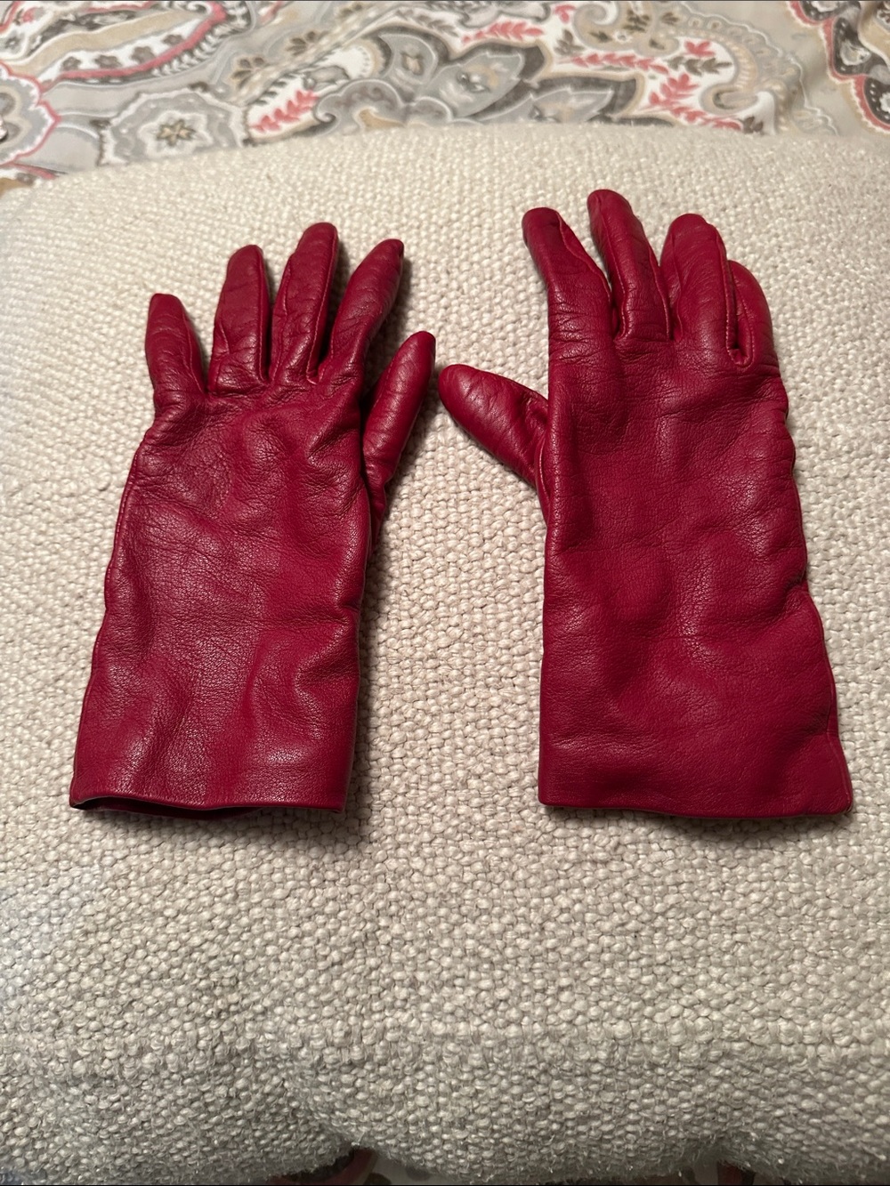 Leather Women's Gloves - Red